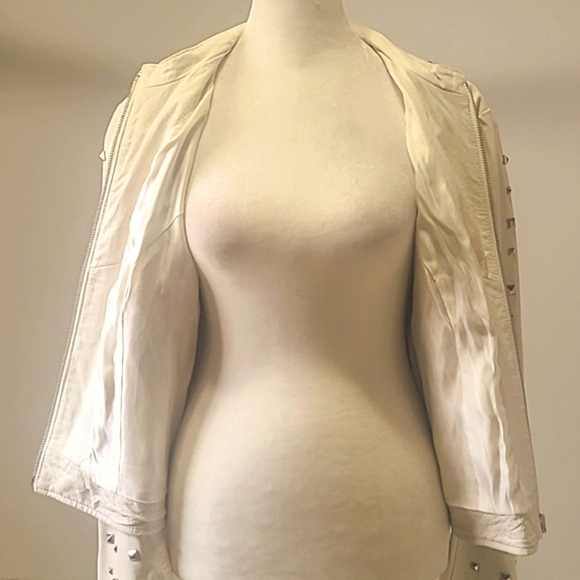 Bebe studded Leather off white jacket Motto - Picture 5 of 14